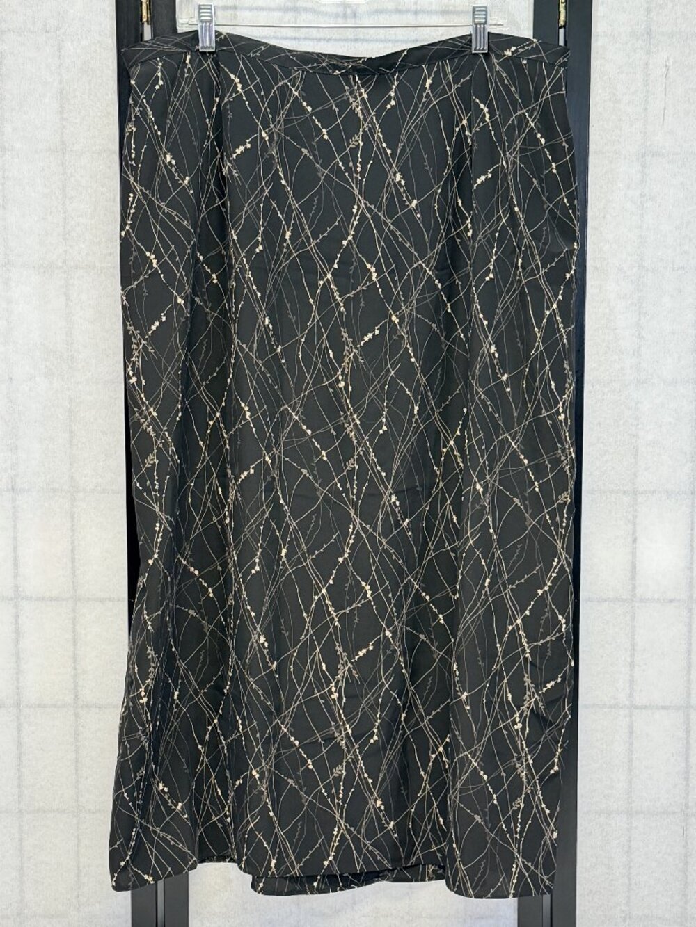 Vintage Maggie McNaughton 3X Black Maxi Skirt Plus Size Half Elastic Waist Slit